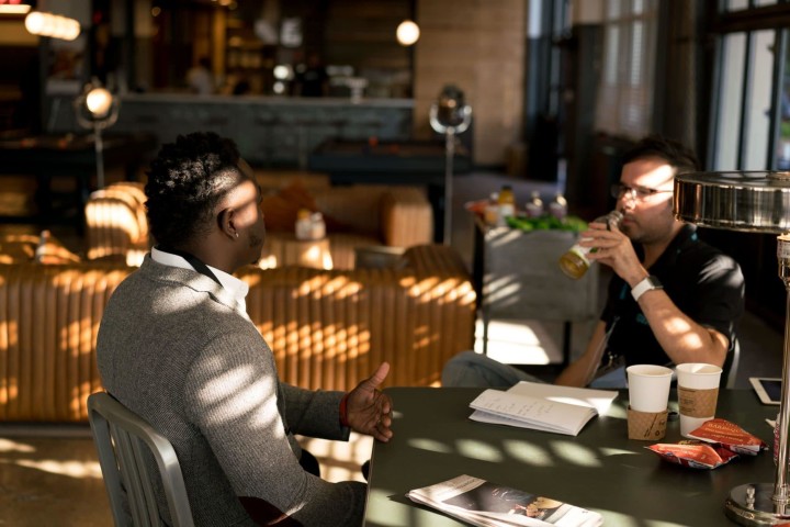 networking in Japan in a cafe