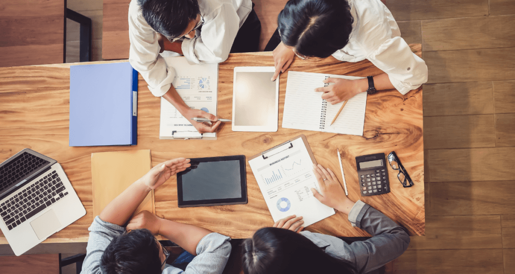 A team of digital marketing agents working together